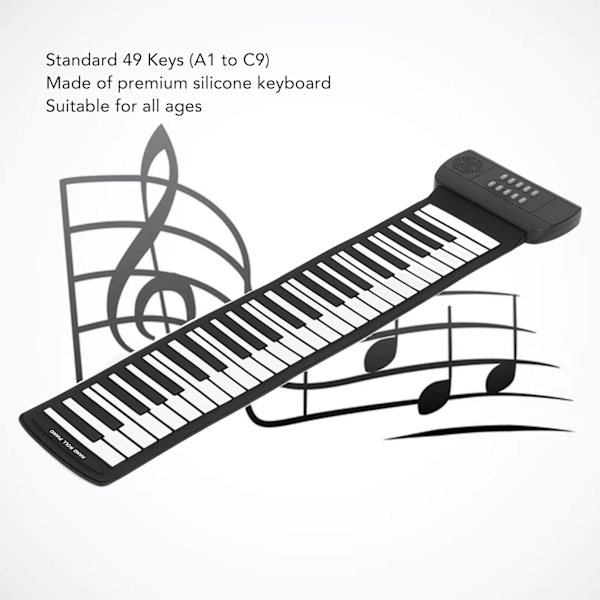 Rulla upp piano 49 tangenter 4D surroundljud USB batteridriven bärbar keyboard piano för barn nybörjare PM49