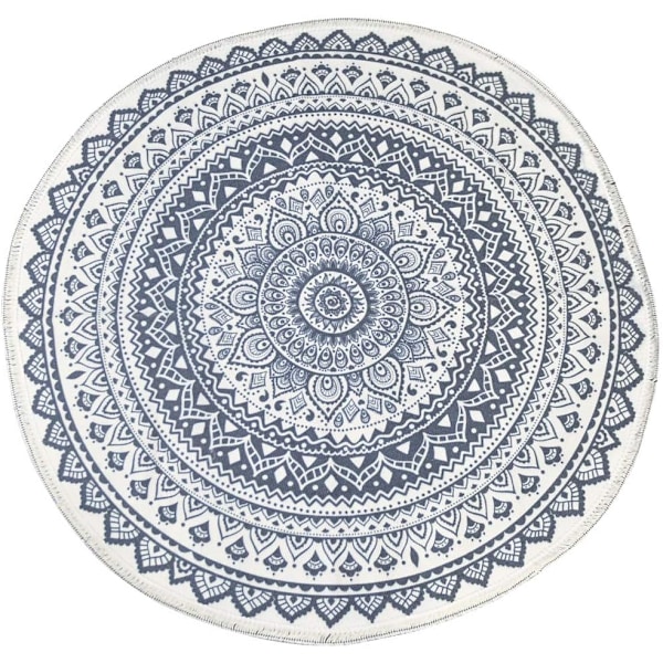 Bohemisk områdesmatta, unik blommig tryckt bomullsvävd matta med Ombre Hippie Mandala, icke-fällande för vardagsrumsdekor