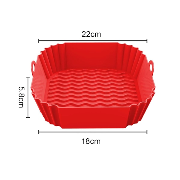Firkantet luftfrityr-silikonbakebrett Luftfrityr-silikonbeholder Firkantet luftfrityr-silikonmatte Big Red