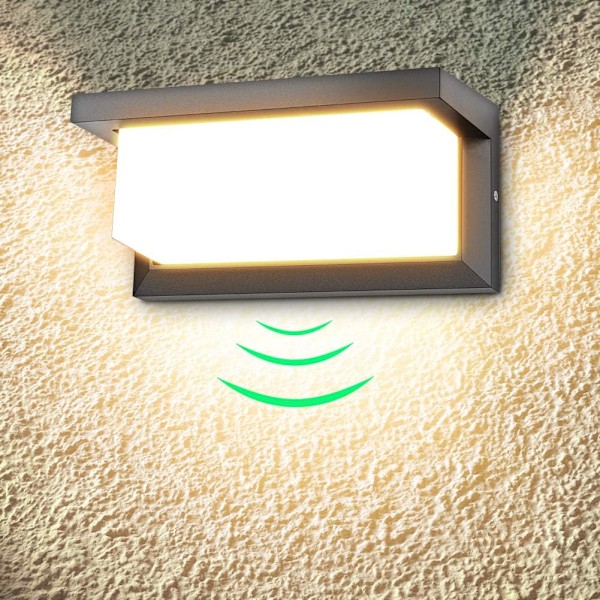 LED outdoor wall light with motion sensor, waterproof, warm white