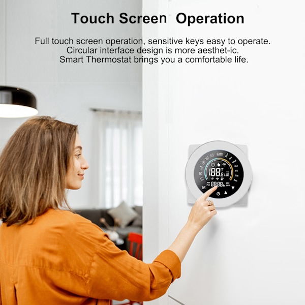 [通拓商品] Tuya ZigBee Smart Termostat för Vattenburen Värme Digital Temperaturregulator Stor LCD-Display Touchknapp Röststyrning Kompatibel