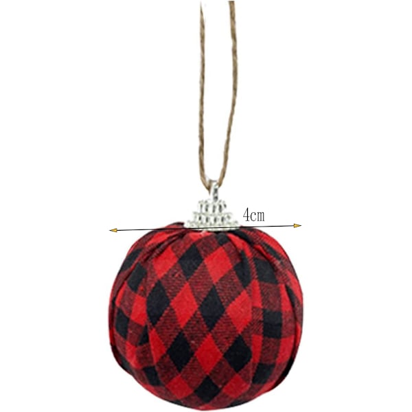 Eleganta julgranskulor i buffelrutigt mönster, dekorativa hängande ornament med rutig design, runda kulor för din festliga inredning