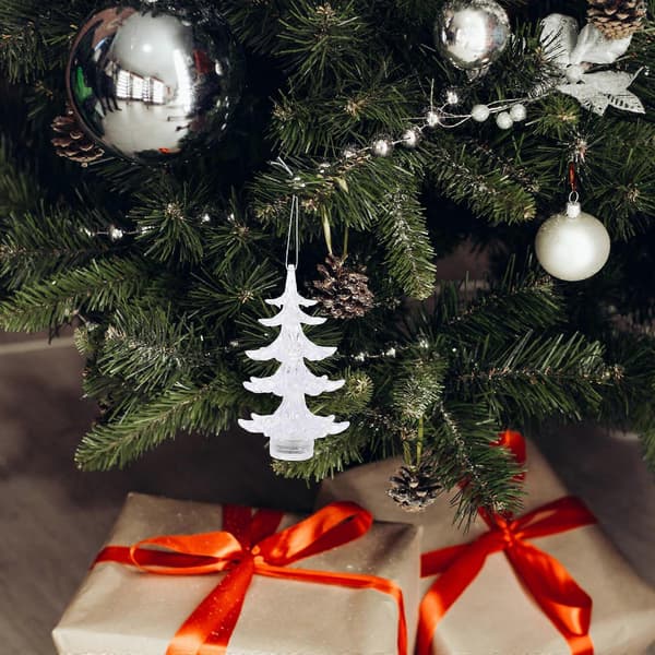 Opplyst juletrefigur som nattlys til jul, 2 stk i assorterte farger