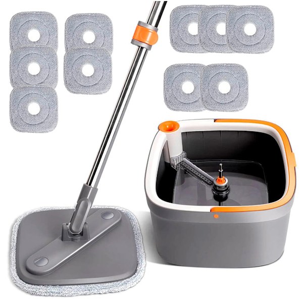Mop for Late Hjemme - Håndfri Mopping Artifact - Rengjøring og Skitt Separasjon - Automatisk Roterende Mop - Flat Mop - Rengjøringsmop