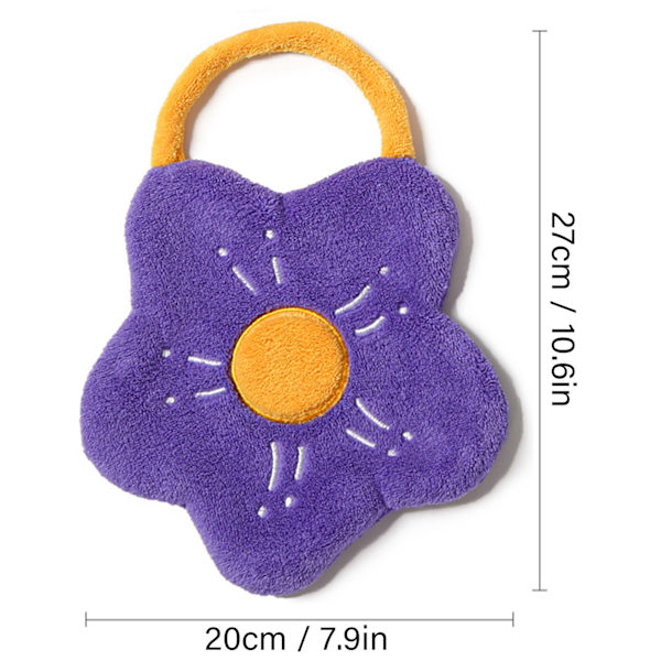 Handduk Dubbel Lager Korallfleece Blomform Stark Absorptionsförmåga Mjuk Hängande Handduk Lila