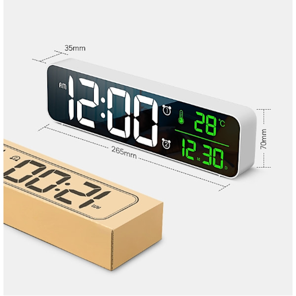 Digital Väckarklocka, LED Musikväckarklocka med Högkontrast Skarp Display för Vardagsrum Kontor, Tidsminnesfunktion för Seniorer, Högljudd för Tunga Sovare