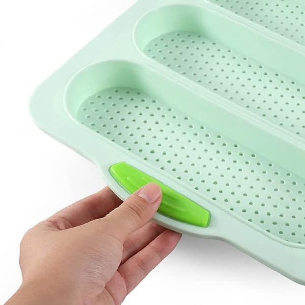 Silikonform for Baguettebaking, Non-stick Bakeform med Multi-hulromsdesign for Jevn Baking og Sprø Tekstur, Fleksibel og Robust Brødform