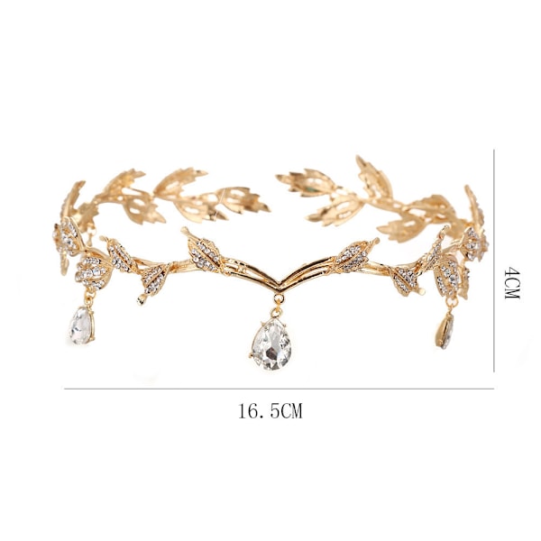 Blad Bryllup Tiara Krone, Rhinestone Krystal Brude Tiara