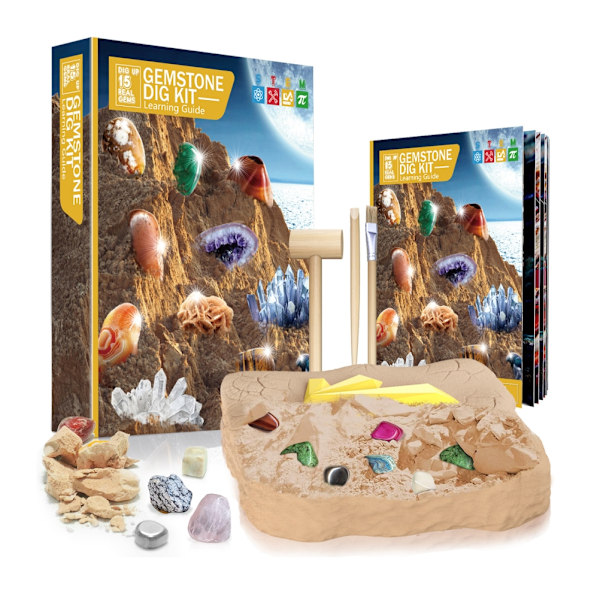 Minerals Digging Set Toy Rocks and Fossils DIY Kit med 15 Gemestones Geology Stones Gave til Børn