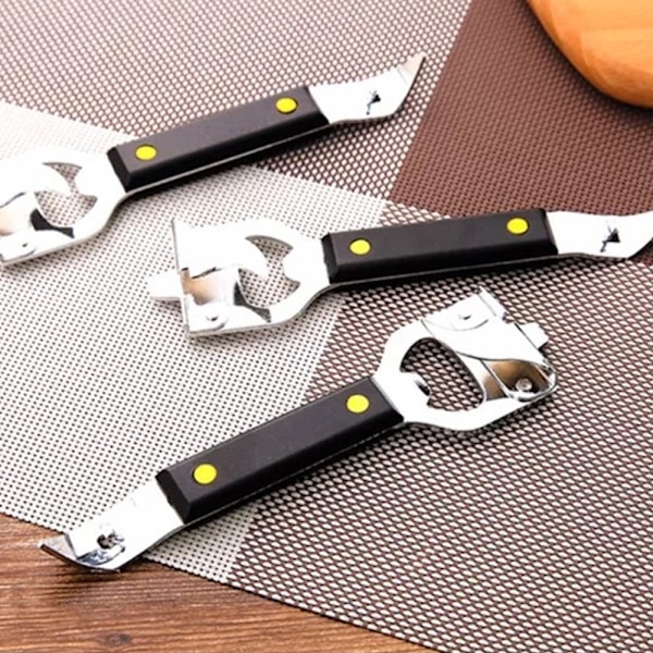 Mångsidig Multi-in-1 Manuell Burköppnare, Rostfritt Stål i Ett Stycke med Pressgjutningsprocess, Idealisk för att Öppna Öl, Burkar, Läskflaskor och