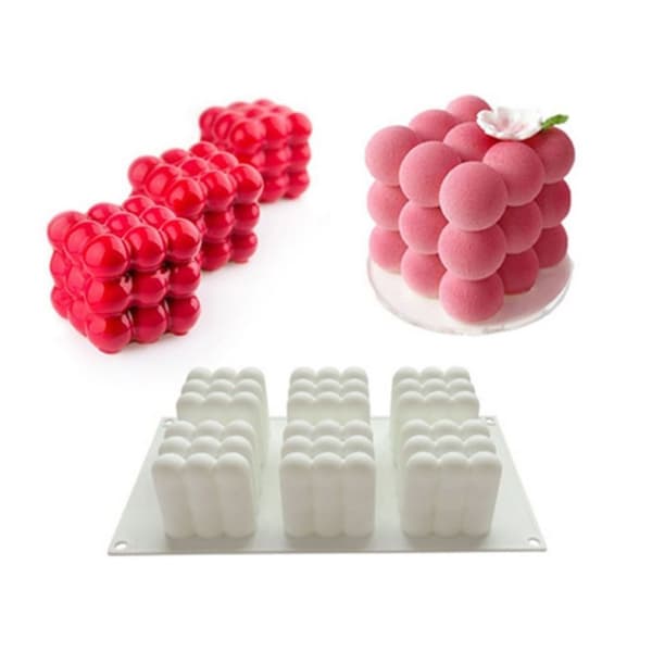 6 i 1 Silikoneform til Lys 3D Magisk Boble Cube Kugle Resin Lys