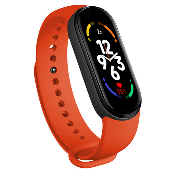 M7 Smart Armbånd Multifunksjon Silikon Dynamisk Farge Stor Skjerm Fitness Watch Band for Hjertefrekvens Søvn Overvåking Rød