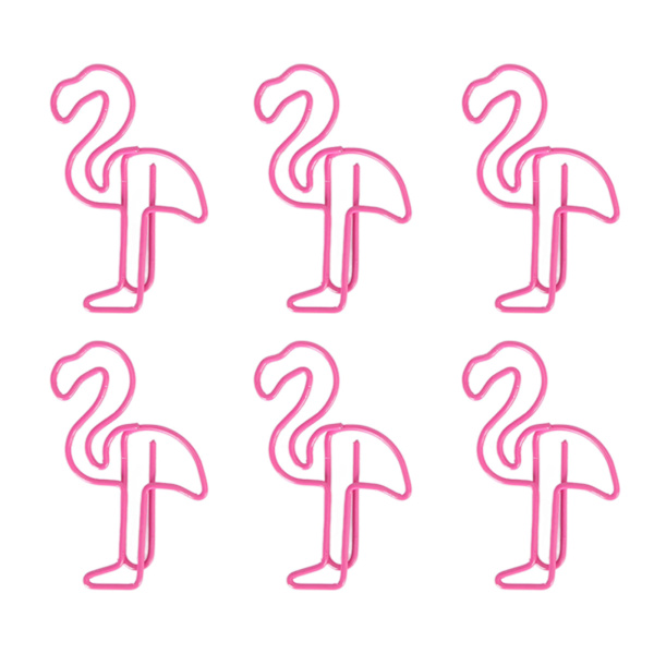 100 st Flamingo-formade pappersklämmor, söta små bokmärken, halkfria, rosa