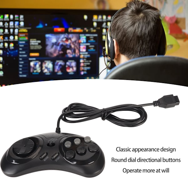 för Sega Controller 9 Pin 16Bit Mini Handheld Ergonomisk Klassisk Bärbar Gamepad Controller