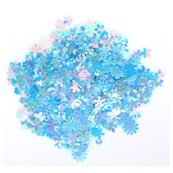 Konfetti Blomformade Glitter Paljetter Spangles Fest Bröllop Strö Dekoration Tillbehör(Färgglad Blå )