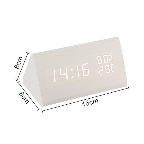 Digital träväckarklocka, USB-driven sängklocka med LED-display