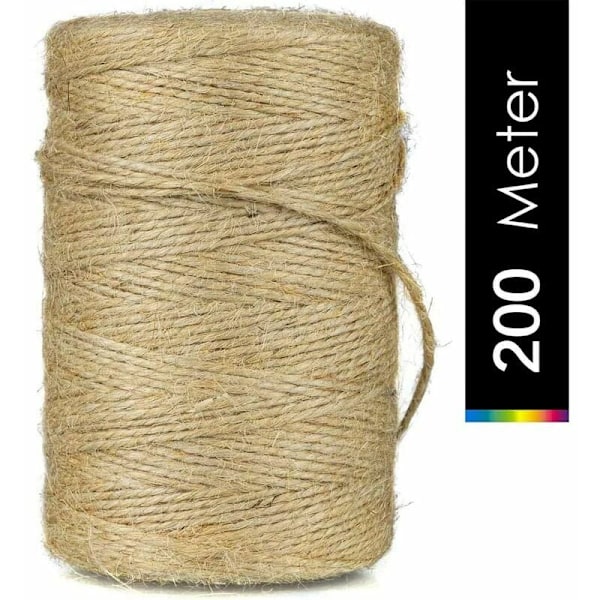 Naturlig Jute Snöre, Retro Stil Hållbar Hantverkstråd, 200 Meter Miljövänligt Dekorationsrep för Presentinslagning, Perfekt för Inomhus- och Utomhusbelysning,