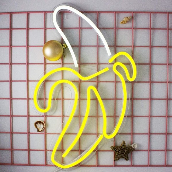 Neon banan 47 cm – for dekorasjon av barnerom eller bar