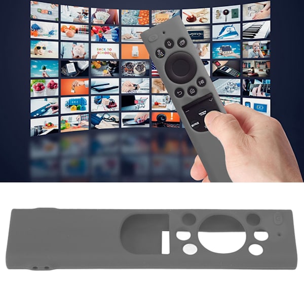 Anti-dråpe fjernkontroll silikonbeskyttende deksel solcelle fjernkontroll erstatningsdeksel for Samsung TM2180EcoBN59 grå
