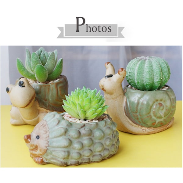 Blomsterpotter, søde dyreformede tegnefilmsucculente vase