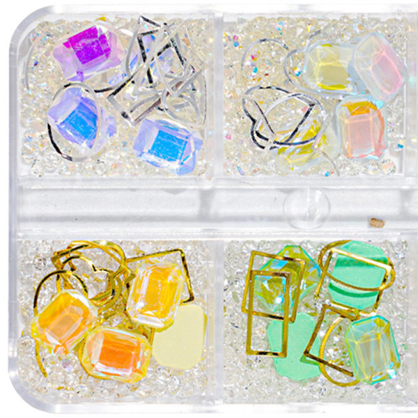 3D Candy Color Glassperler Nail Art Tilbehør Mermaid Crystal