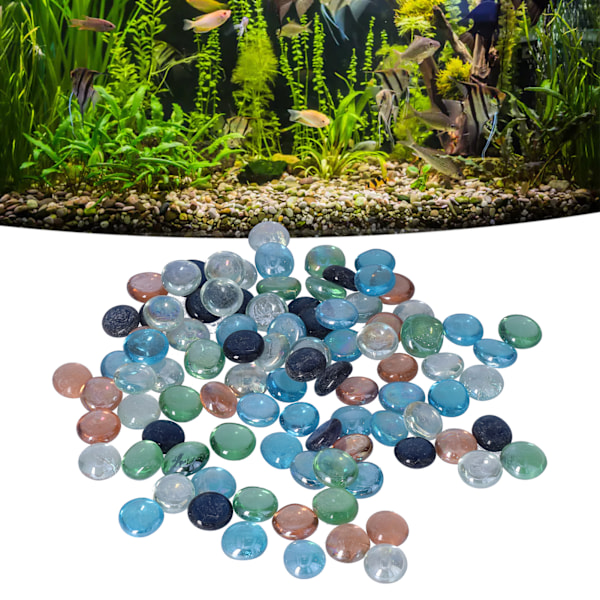 Landskabs Glas Sten Akvarium Landskabsdesign Blå Glas Perle Krystal Sten Fisketank Dekoration