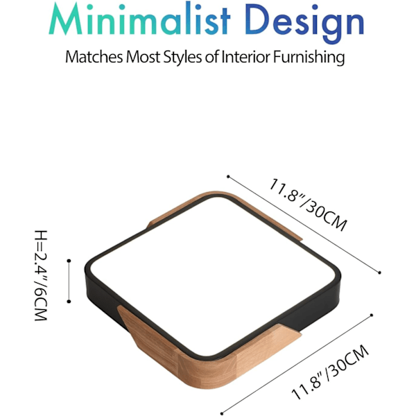 Simplistisk Linjedesign Fyrkantiga Svarta Taklampor, Hög Säkerhet Högkvalitativa Material Inomhusbruk Modern LED-Taklampa Med Automatisk Timer