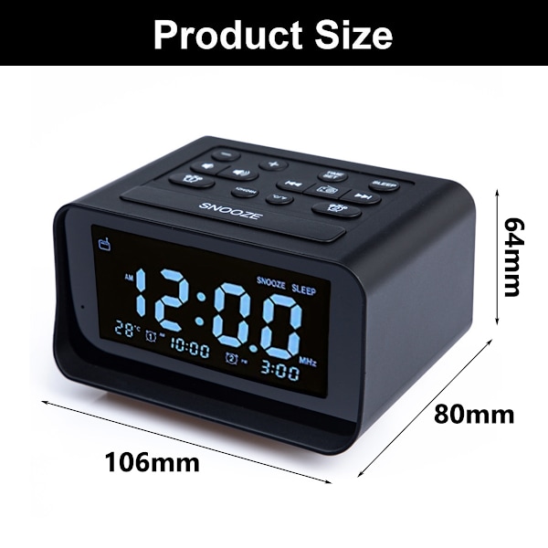 0-100% Dimmer Digital Väckarklocka Radio, Lättanvänd Modern Inredning för Sovrum, Kök, Skrivbord med Stor HD-Display, RGB Färgskiftande