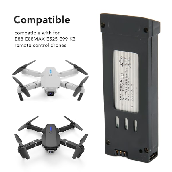 RC-droner litiumbatteri UAV-reservebatteri dronetilbehør til E58 L800 JY019 S168 X Pro 1800mAh
