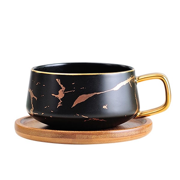 Kaffekopp, 300 ml keramik, med handtag och fat, te