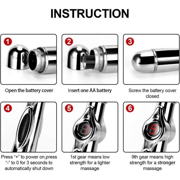 3-in-1 akupunktiokynä, elektroninen akupunktiokynä, kivunlievityshoito, Meridian Energy Pulse -hierontakynä, tehokas Meridian Energy Pen -kipua lievittävä