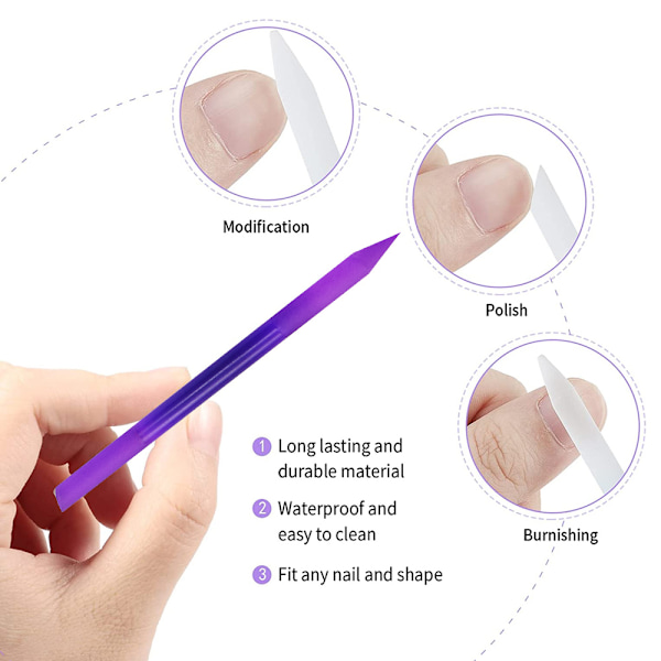 Glas neglfil, manicure dobbeltsidet professionel neglfil til gelnegle