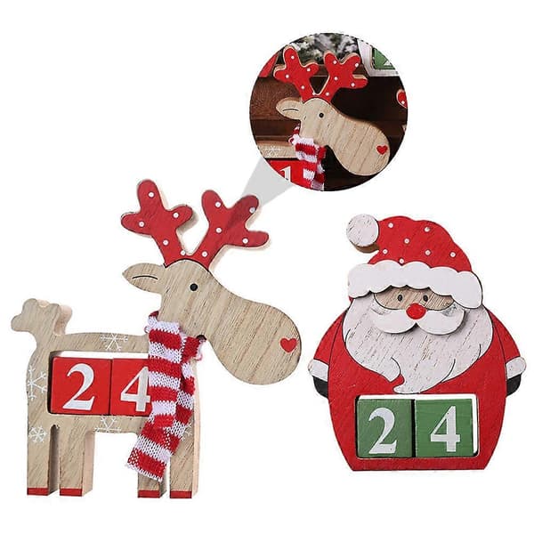 Julkalender i trä dekorativa prydnader 2-pack