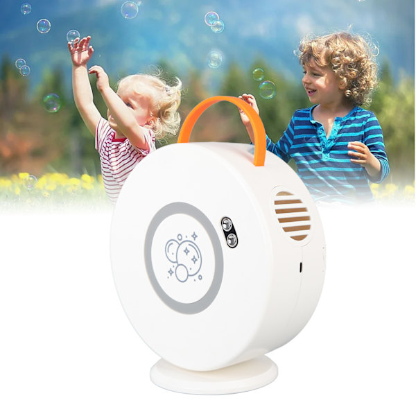 Automatic Rotation Bubble Machine USB Rechargeable Automatic Bubble Blower for Kids Toddlers Indoor Outdoor Birthday Parties Toys White