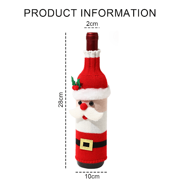 Julens Elegans, Julvinflaskfodral med Kreativ Stickad Tomte och Snögubbe Design, Högkvalitativ Polyester Virkning,