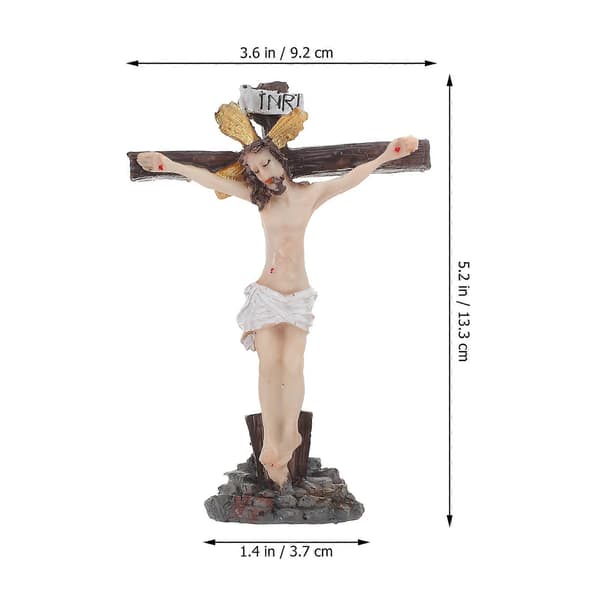 Jesus kors-figur harpiksstatue for dekorasjon 2 stk korsstatue