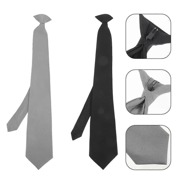Sikkerhetsslips for menn, clip-on slips i ensfarget, 2-pakning