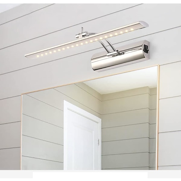 Linjär Vägglampa, Polerad Kromfinish Fast Installation Displaylampa, Smal Profil för Badrum, Hallar (Justerbar Belysningsvinkel, Energibesparande)