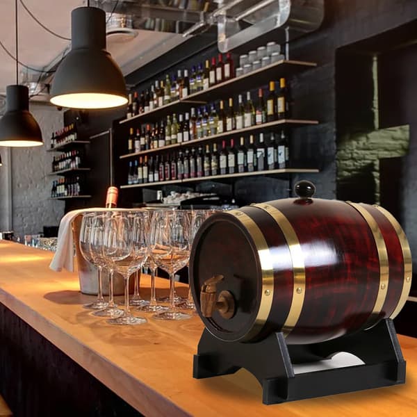 Whiskeyfad til spirituslagring, egetræsfade med solid trækonstruktion til rig smagsudvikling, trådrikkedispenser med let til