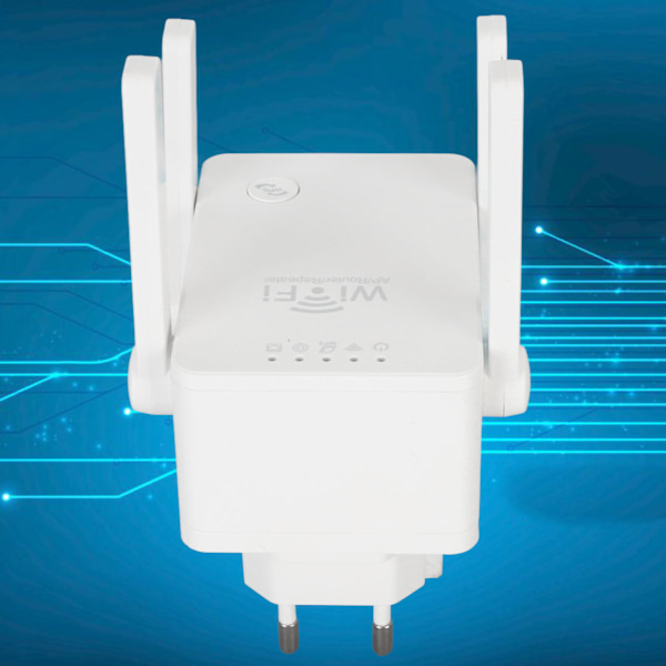 Internet Booster 4 Antenner AP Router Relætilstand Indikatorlys Automatisk Parring WiFi Signalforstærker til Hjem 100‑240V EU Stik