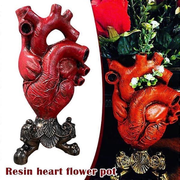 Anatomisk hjerte vase i harpiks gotisk borddekorasjon blomsterpotte