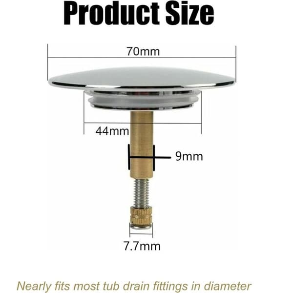 Universell badekarplugg - 43/70mm avløpsplugg avløpsarmatur badekar