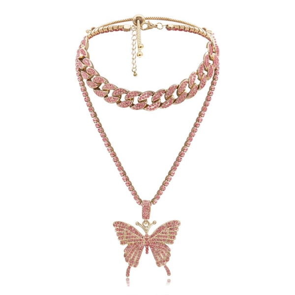 Butterfly Cuban Link Necklace Set-Women Hip Hop Necklace Chain