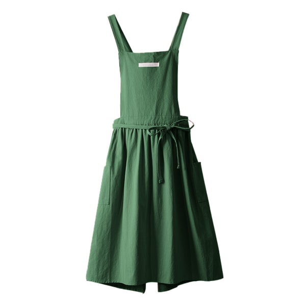 Kvinnor Flickor Vintage Söt Förkläde Trädgårdsarbete fungerar Cross Back Bomull green