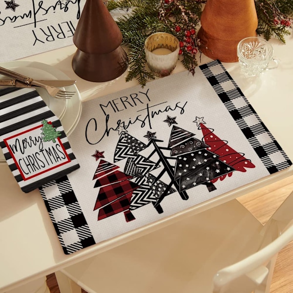 Julgransplacemats i lantlig stil, miljövänligt material, blekningsbeständig vinyl, halkfri inredning för inomhus- och utomhusbruk för julbord