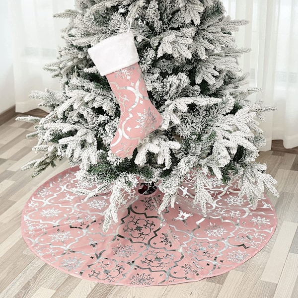 Lyxig Julgransmatta, Stor Julgranspläd Med Rustik & Festlig Snöflingdesign För En Oförglömlig Julupplevelse, Perfekt