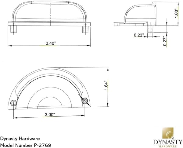 Dynasty Hardware P-2769-AC Antik Kobber Skab Hardware Bin Pull