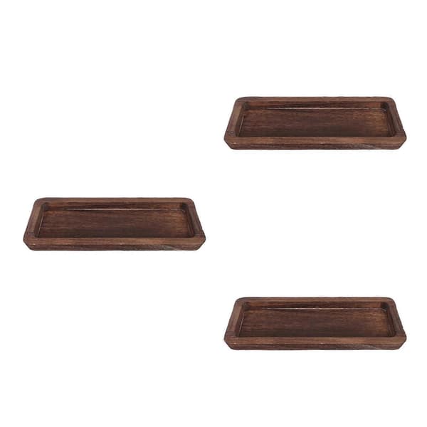 Lång träbricka för ljus med unik rustik design, 3-pack dekorativa serveringsfat