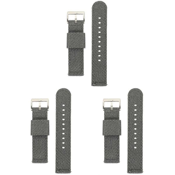 Grått klockarmband i nylon för män, utbytbart, 3-pack, slitstarkt klockarmband