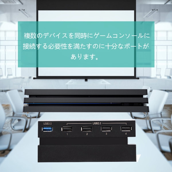 Høyhastighets 5-porters USB-hub 2.0 & 3.0 utvidelseshub-kontrolleradapter for PS4-spillkonsoll